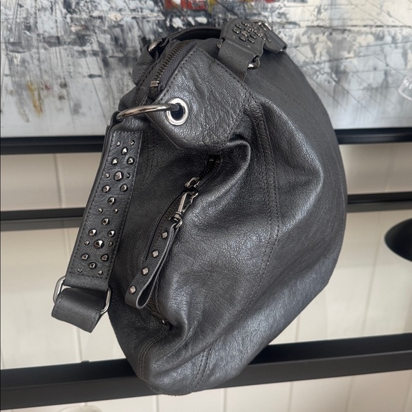 Banana Republic Metallic Gray Goat Leather Crossbody Bag – Studded Strap - Picture 5 of 10